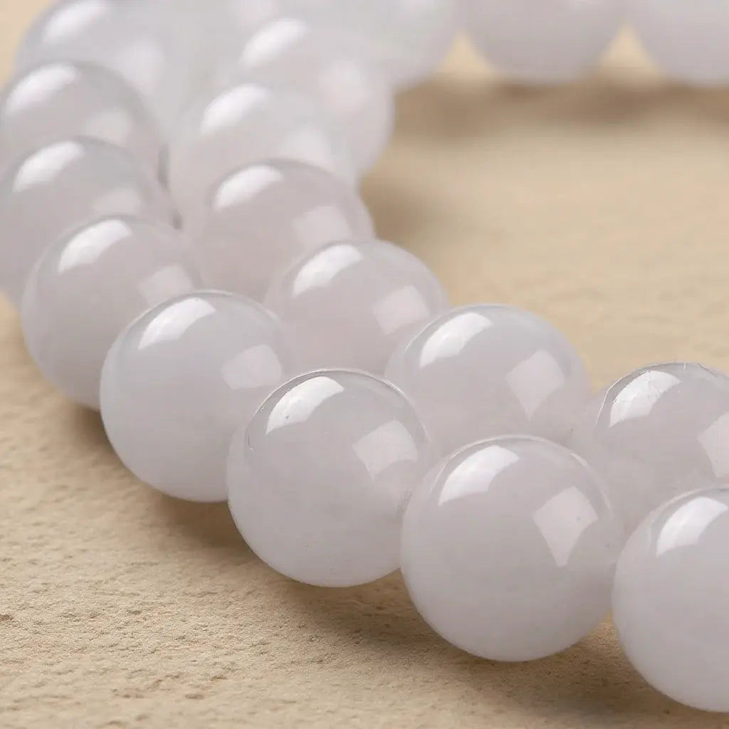 White Jade Strand Beads - 4 mm to 10 mm