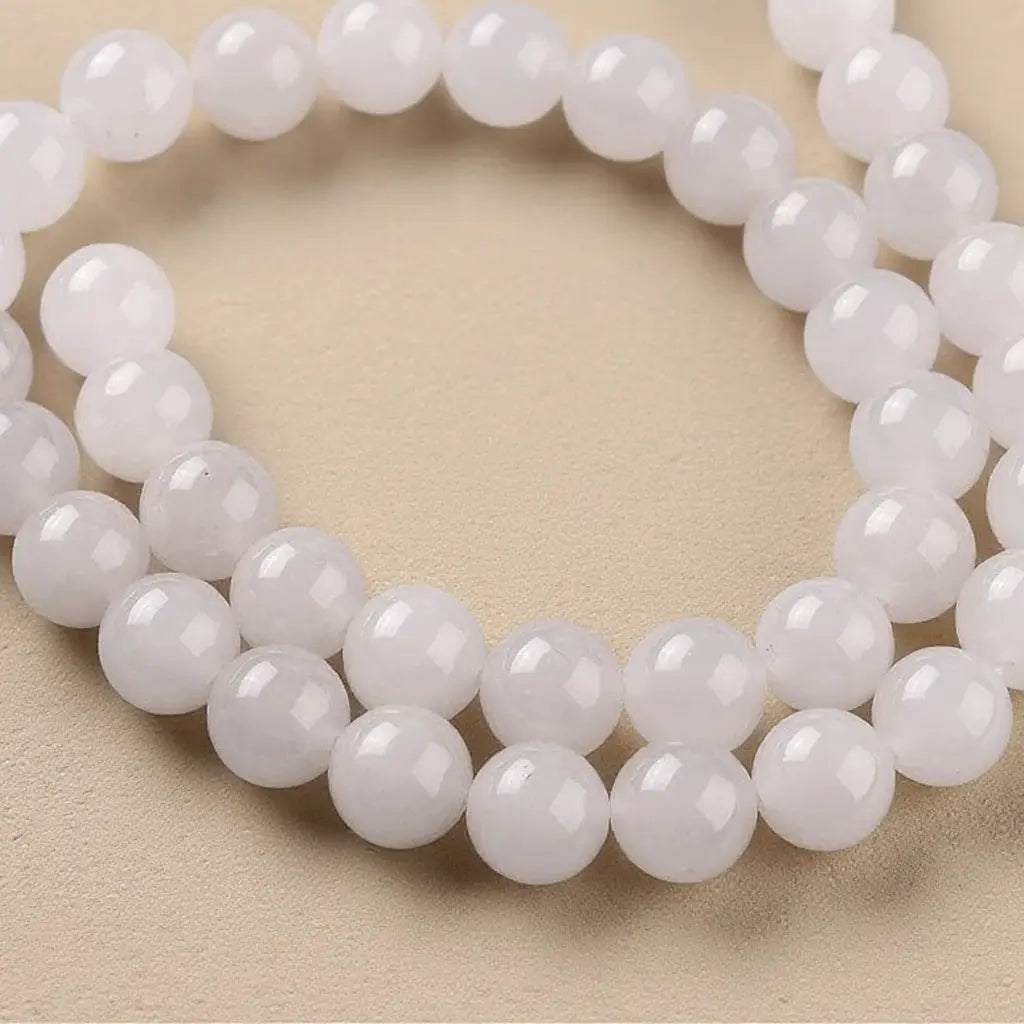 White Jade Strand Beads - 4 mm to 10 mm