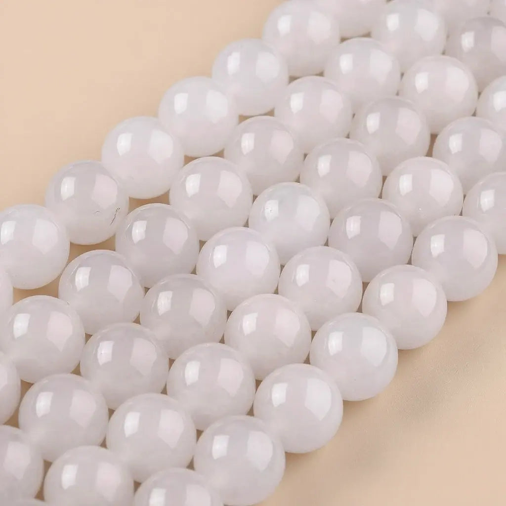 White Jade Strand Beads - 4 mm to 10 mm