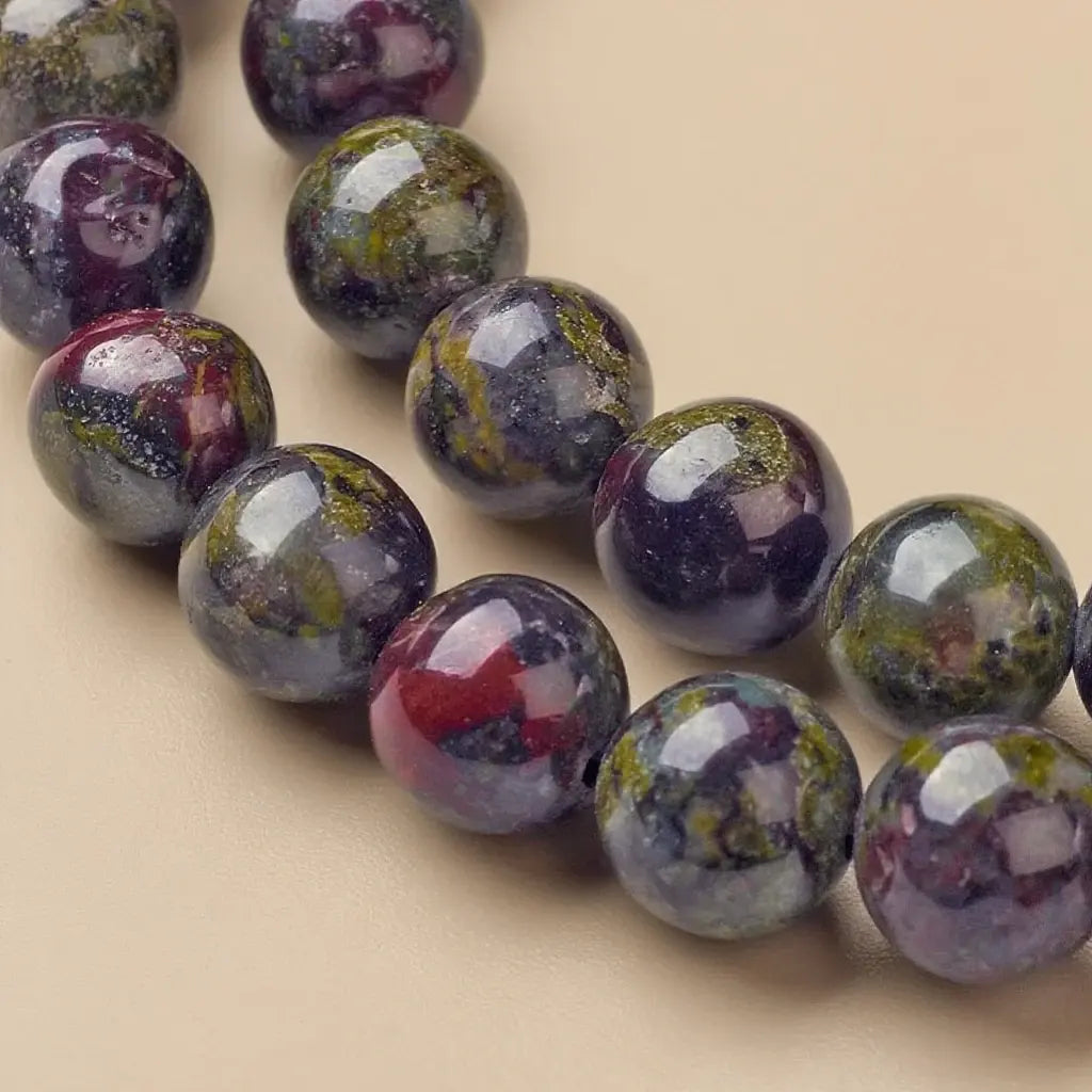 Natural Dragon Blood Jasper Beads - 4mm to 10mm