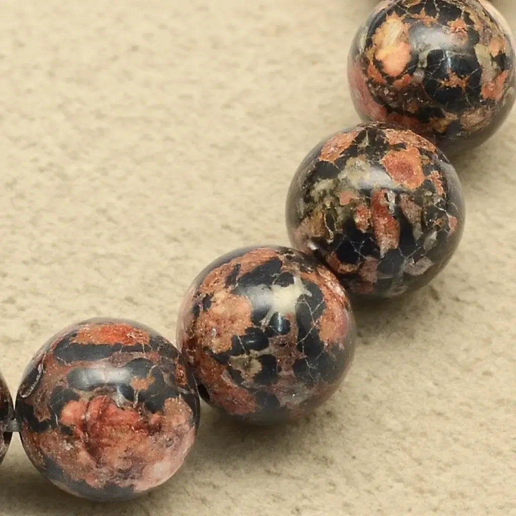 Natural Red Leopard Skin Jasper Beads - 4mm to 10mm