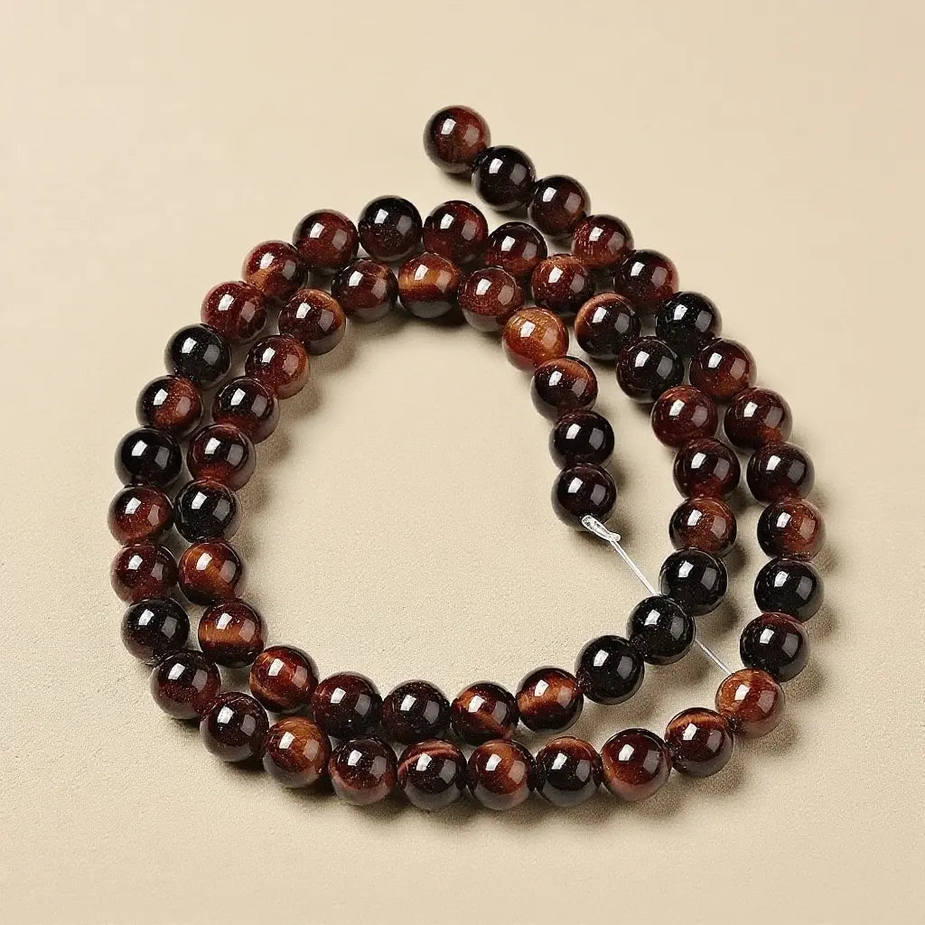 Perles chapelets en œil de tigre rouge naturel 5A - 4 mm à 10 mm
