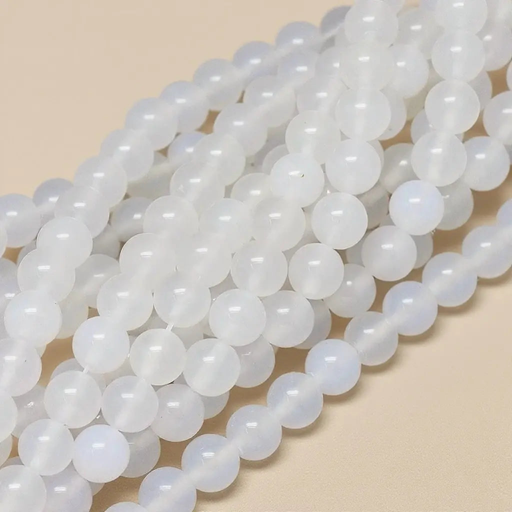 7A Grade Natural White Agate Beads - 4mm 6mm 8mm 10mm