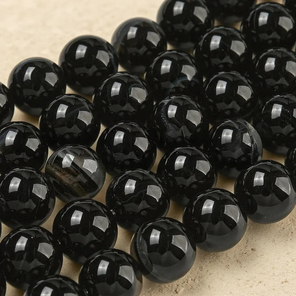 Natural black "lace" agate beads - 4mm 6mm 8mm 10mm