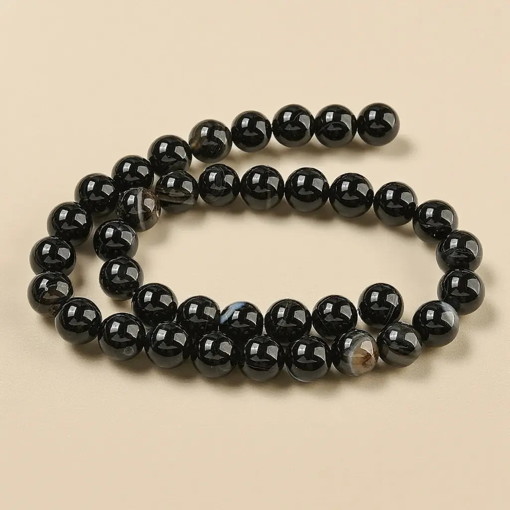 Natural black "lace" agate beads - 4mm 6mm 8mm 10mm