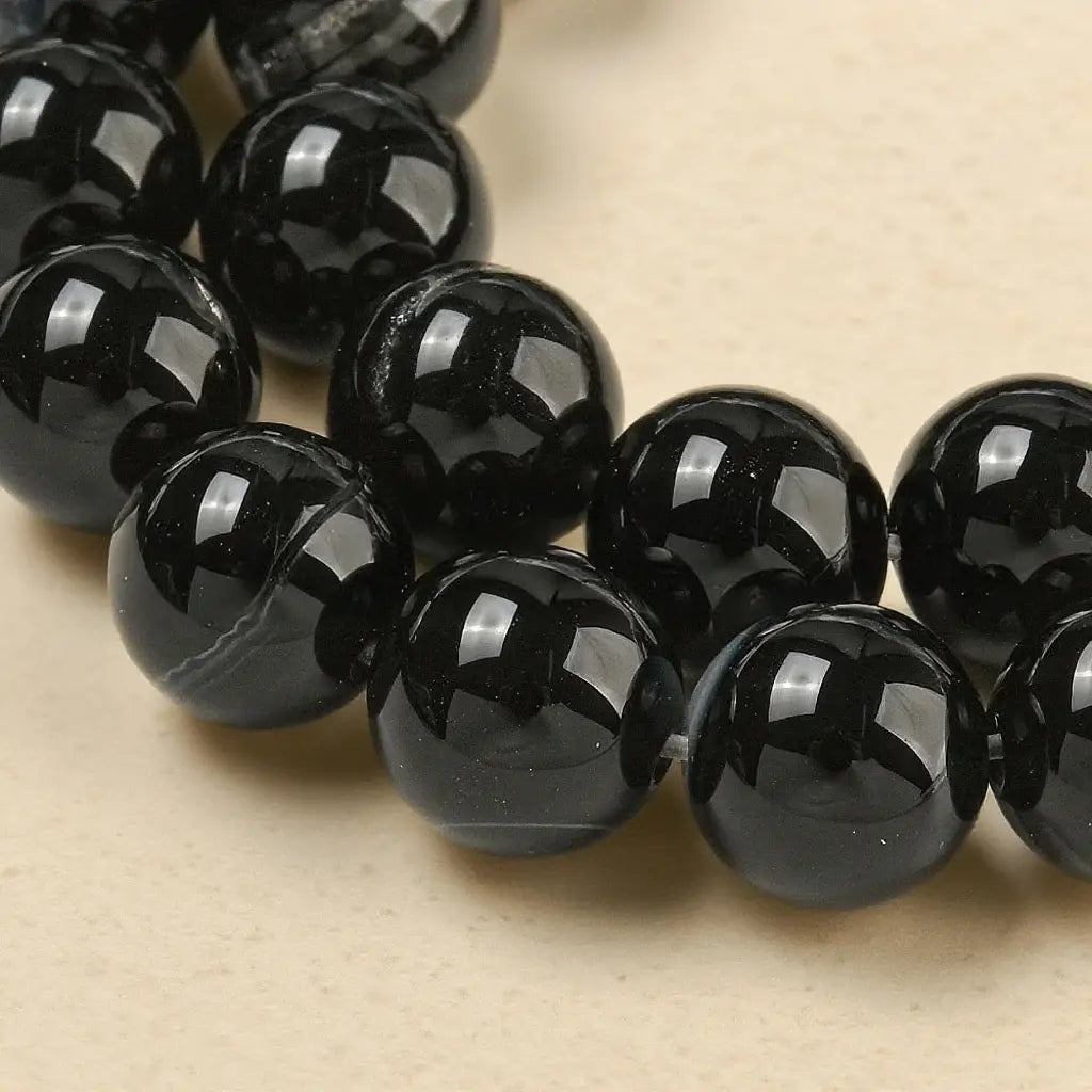 Natural black "lace" agate beads - 4mm 6mm 8mm 10mm