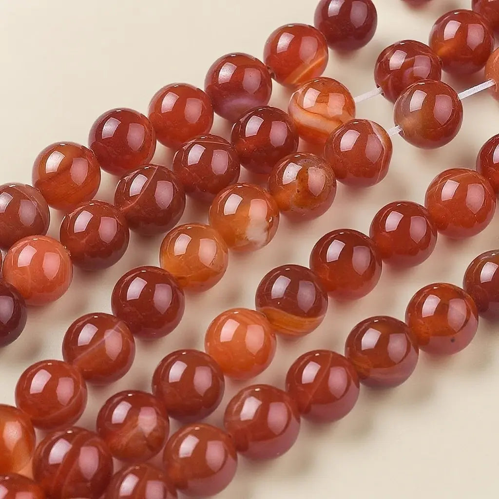 Perles chapelets en agate rouge naturelle - 4 mm 6 mm 8 mm 10 mm