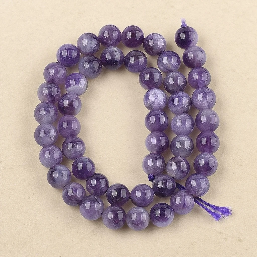 Perles chapelets en améthyste "rêve" naturelle qualité 3A- 6 mm 8 mm 10 mm