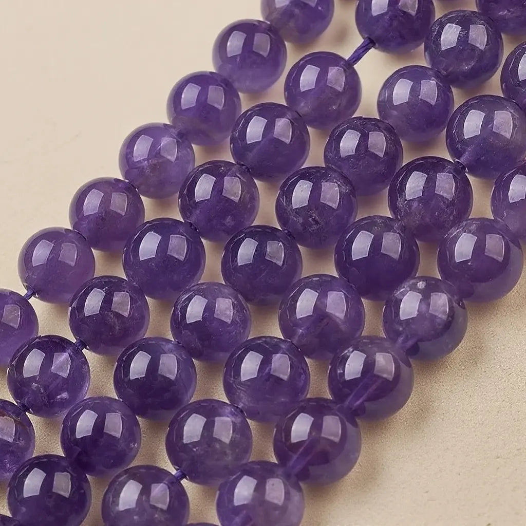 Natural amethyst beads, grade 3A - 4mm, 6mm, 8mm, 10mm