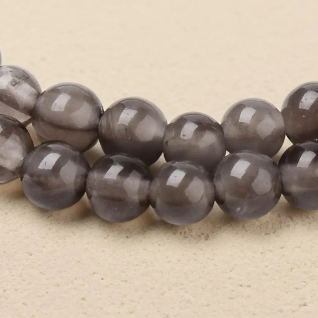 Perles chapelets en obsidienne glacée naturelle- 4mm 6 mm 8 mm 10 mm