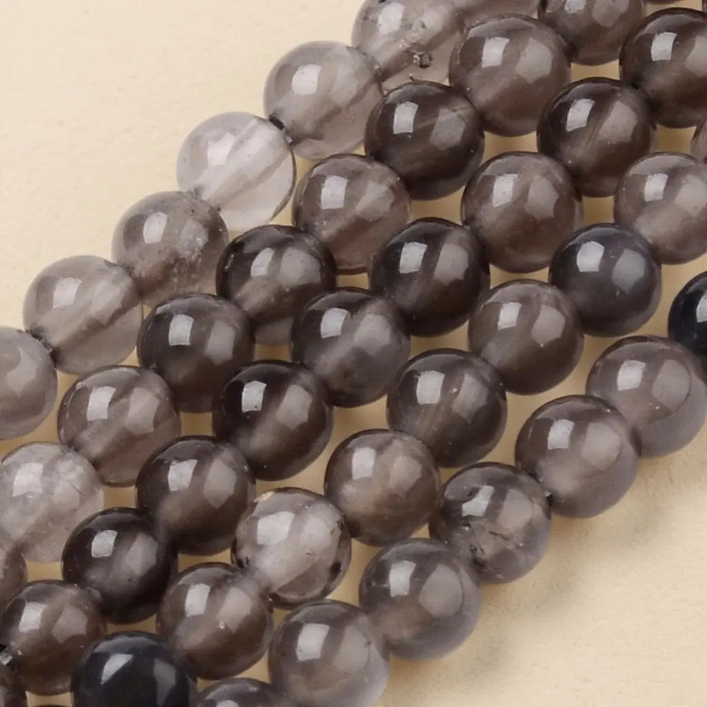 Natural Icy Obsidian Beads - 4mm 6mm 8mm 10mm