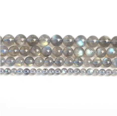Perles en pierre de lune grise rondes naturelles qualité 5A - 6 mm 8 mm