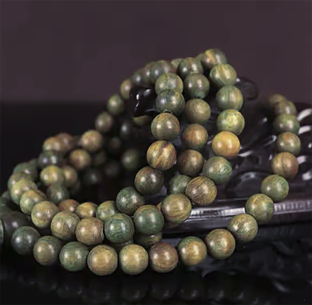 Perles en bois de santal vert rondes naturelles - 6 mm 8 mm