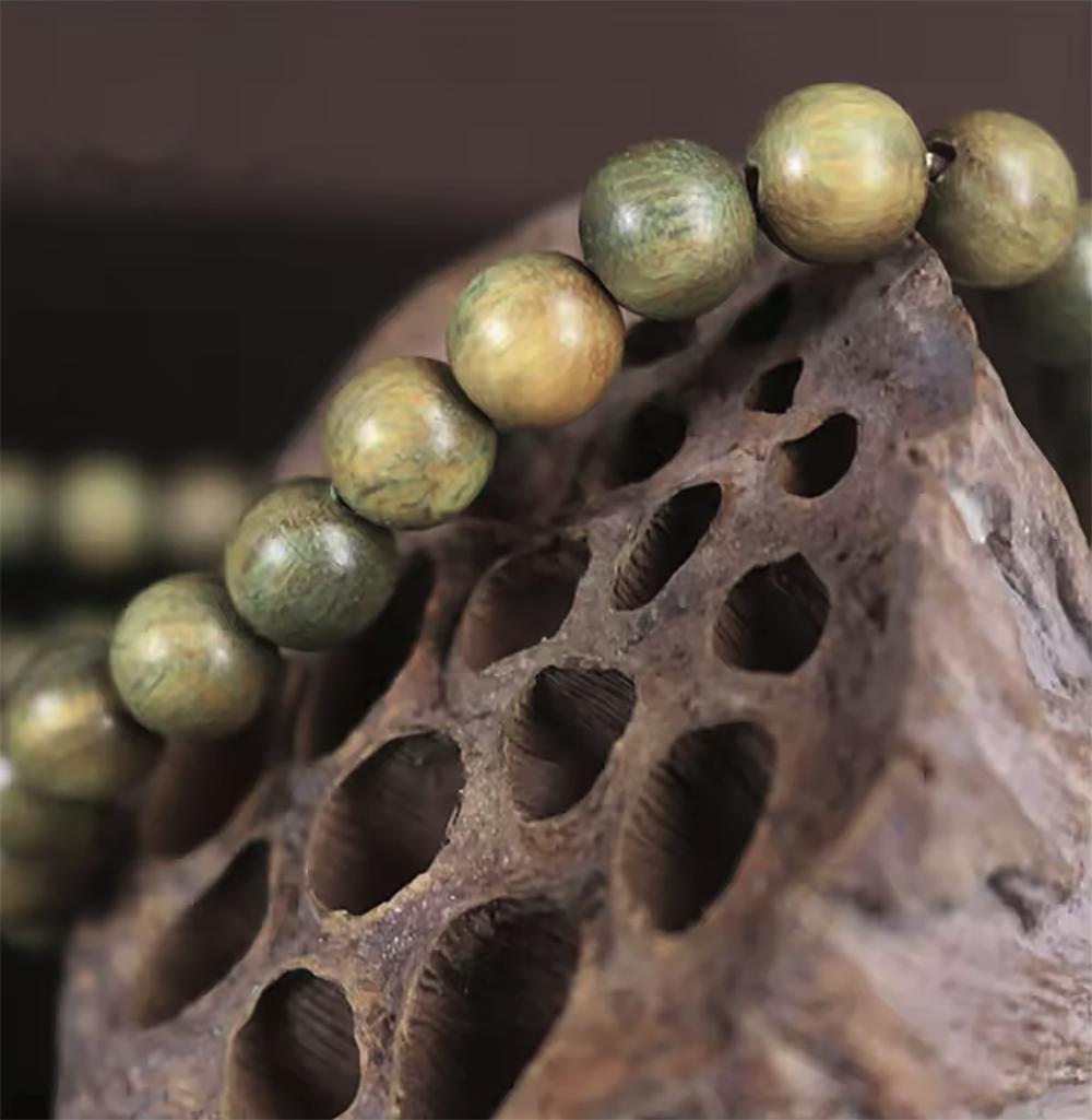 Perles en bois de santal vert rondes naturelles - 6 mm 8 mm