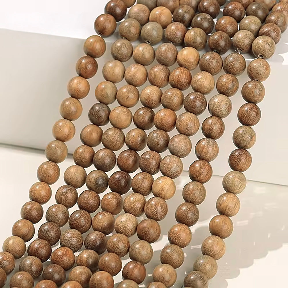 Perles en bois de santal rondes naturelles - 6 mm 8 mm 10mm