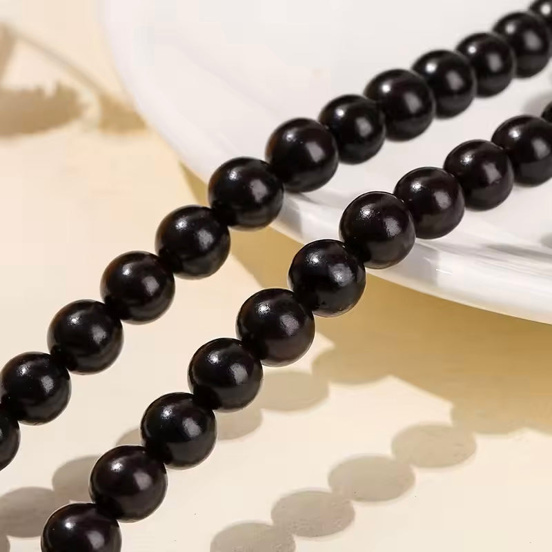Perles en bois de santal noir rondes naturel - 6 mm 8 mm 10mm
