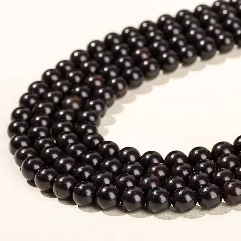 Perles en bois de santal noir rondes naturel - 6 mm 8 mm 10mm