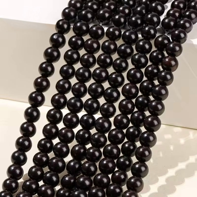 Perles en bois de santal noir rondes naturel - 6 mm 8 mm 10mm