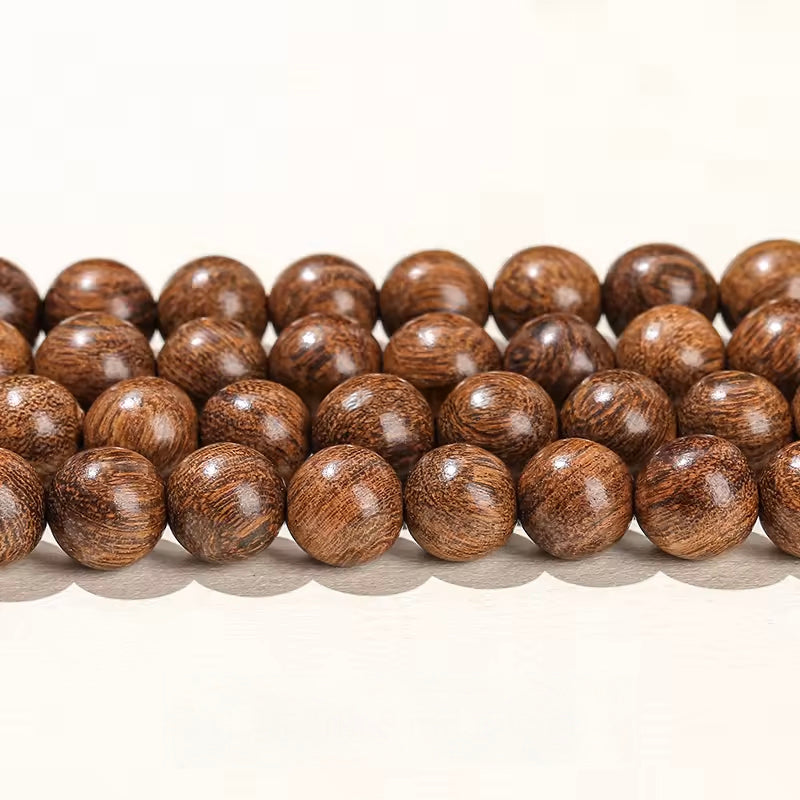 Perles en bois de santal soie or rondes naturelles - 6 mm 8 mm 10mm