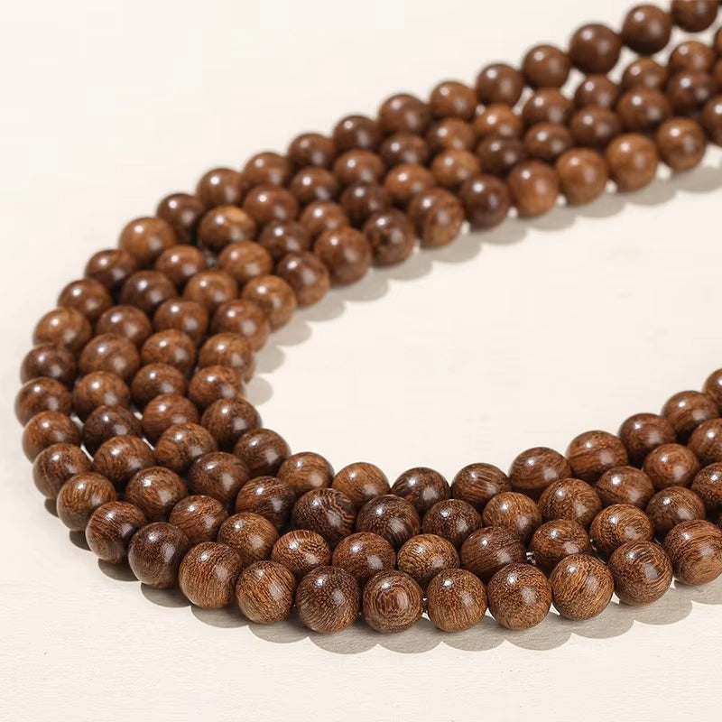 Perles en bois de santal soie or rondes naturelles - 6 mm 8 mm 10mm