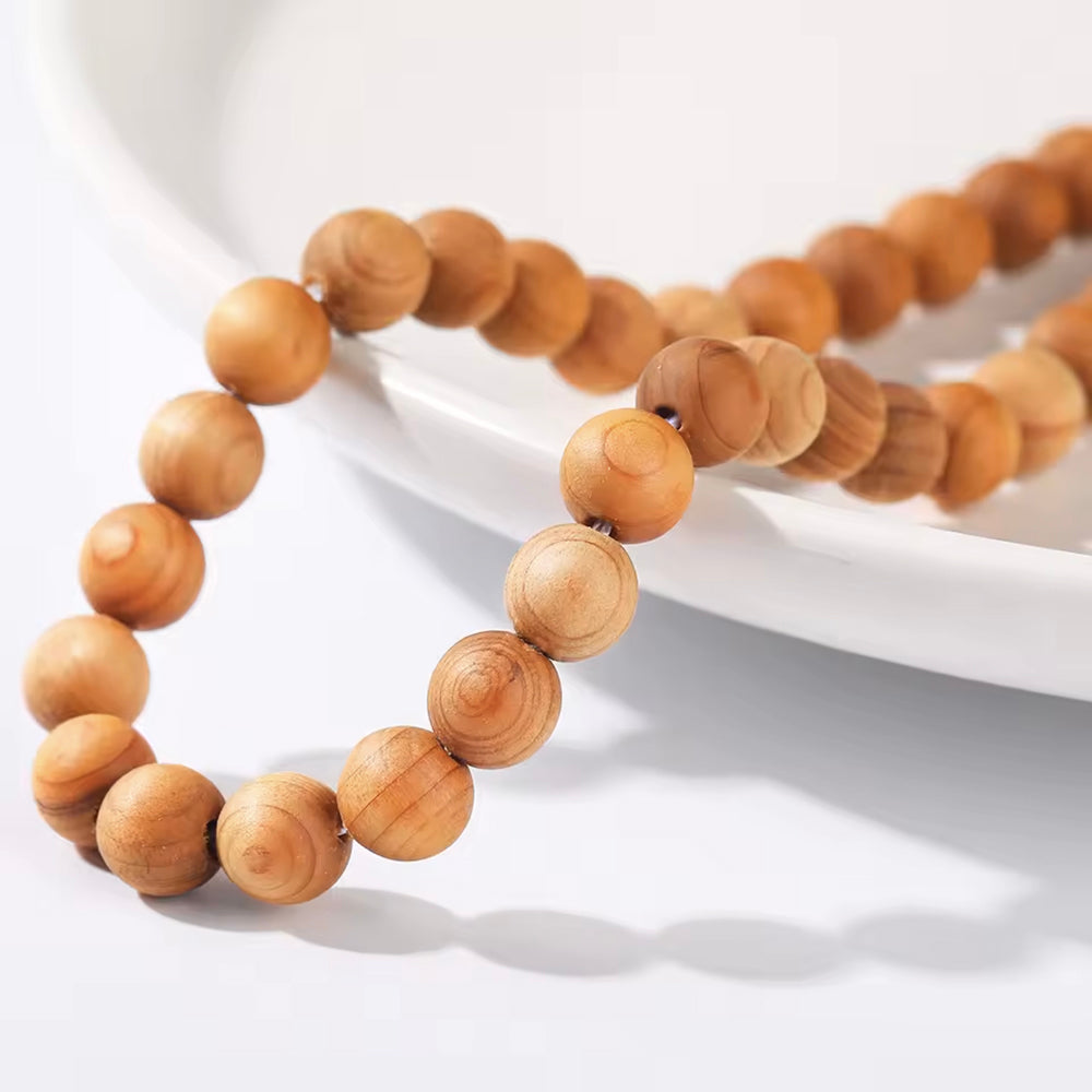 Perles en bois de thuja rondes naturelles - 6 mm 8 mm 10mm