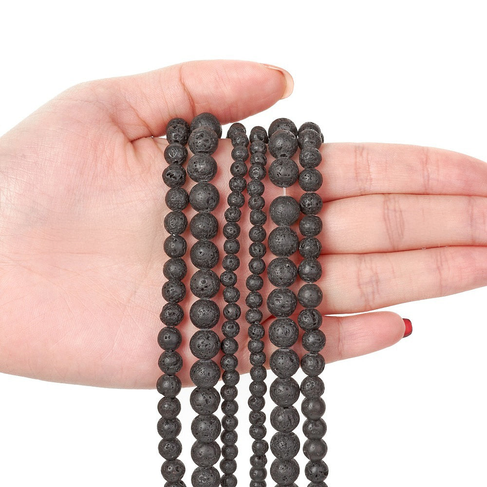 Natural Round Lava Stone Beads - 4mm 6mm 8mm 10mm
