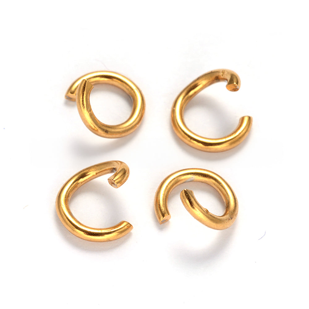 304 Stainless Steel Open Jump Rings, Gold Plated, 5x0.8mm, about 200pcs