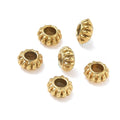 304 Stainless Steel Lantern Shaped Beads, 18K Gold Plated, 7x3.5mm, Hole: 3mm, 10 pcs per lot