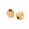 304 Stainless Steel Beads, Cross, Real 18K Gold Plated, 4x4x2.5mm, Hole: 1.4mm, 20 Pcs/Lot