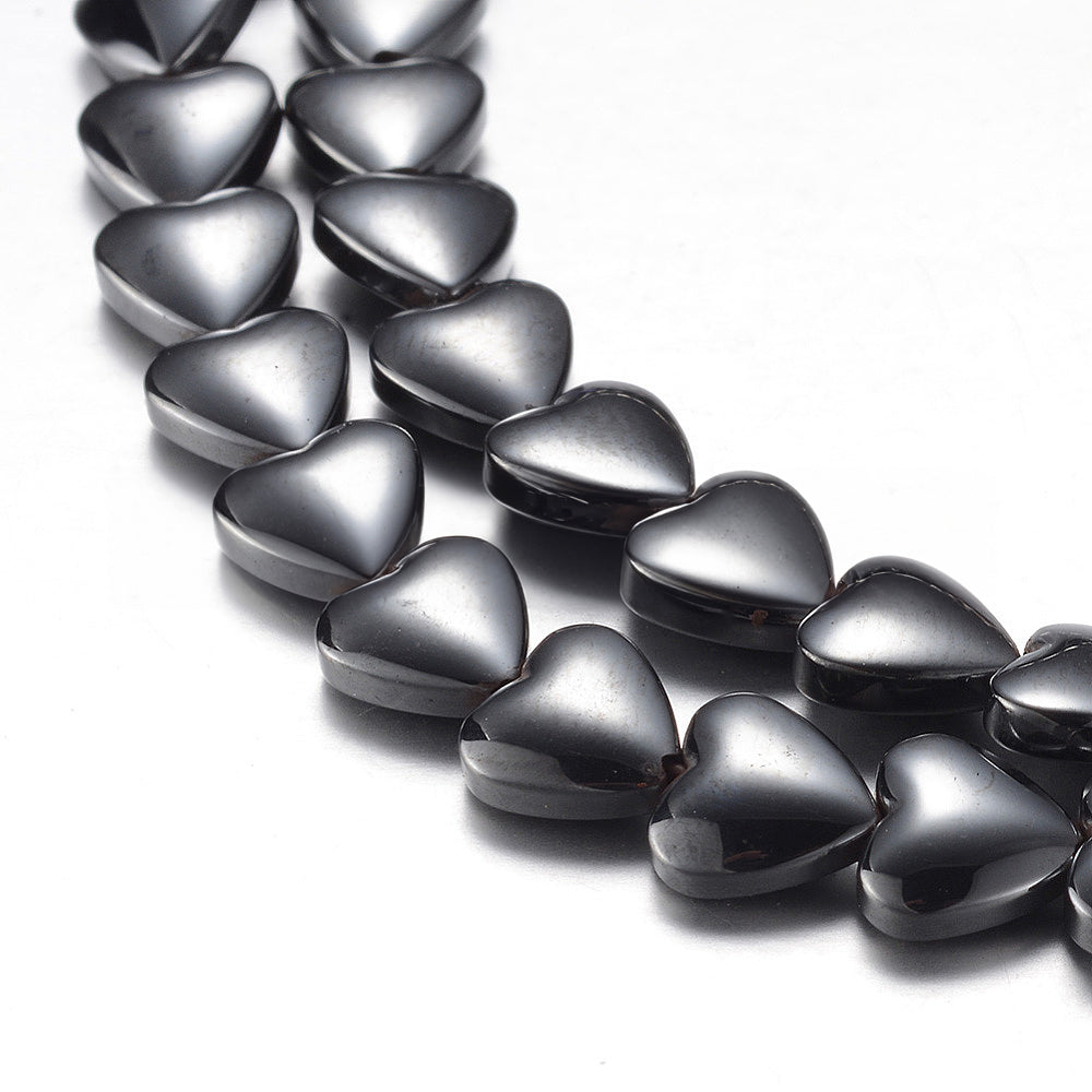 Perles Brins d'hématite synthétique forme coeur - 6x6x3 mm