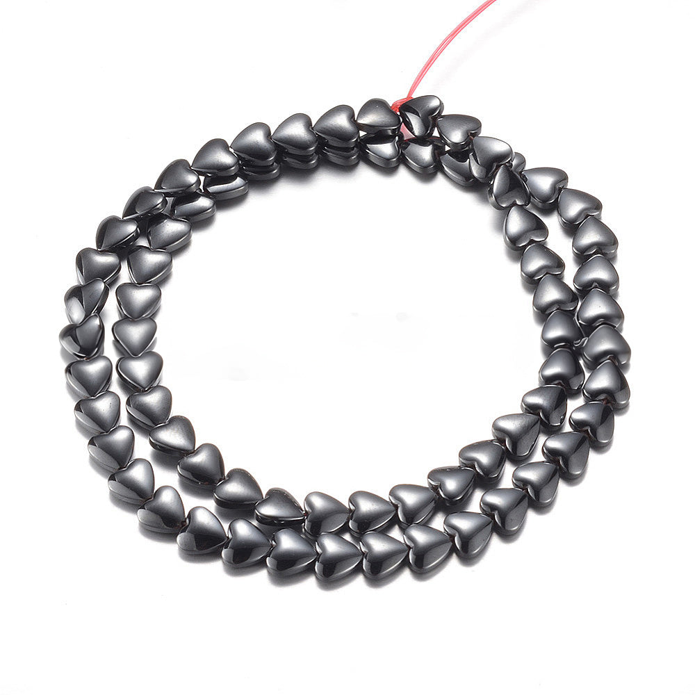 Perles Brins d'hématite synthétique forme coeur - 6x6x3 mm