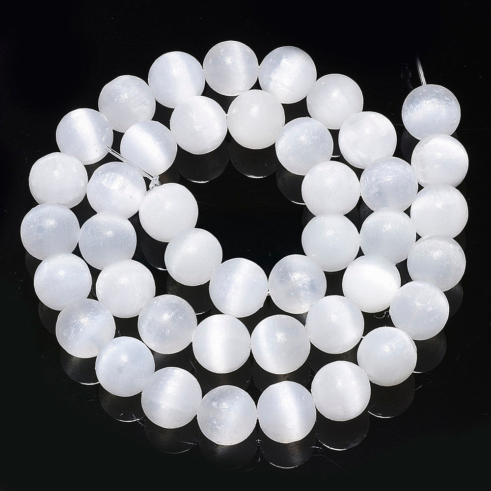 5A Grade Natural Round Selenite Beads - 6mm 8mm 10mm