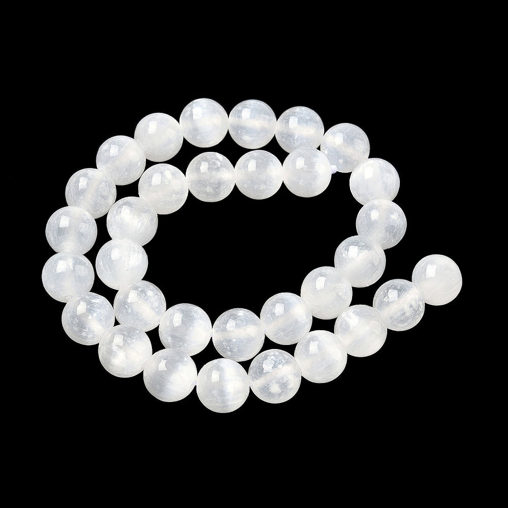 5A Grade Natural Round Selenite Beads - 6mm 8mm 10mm
