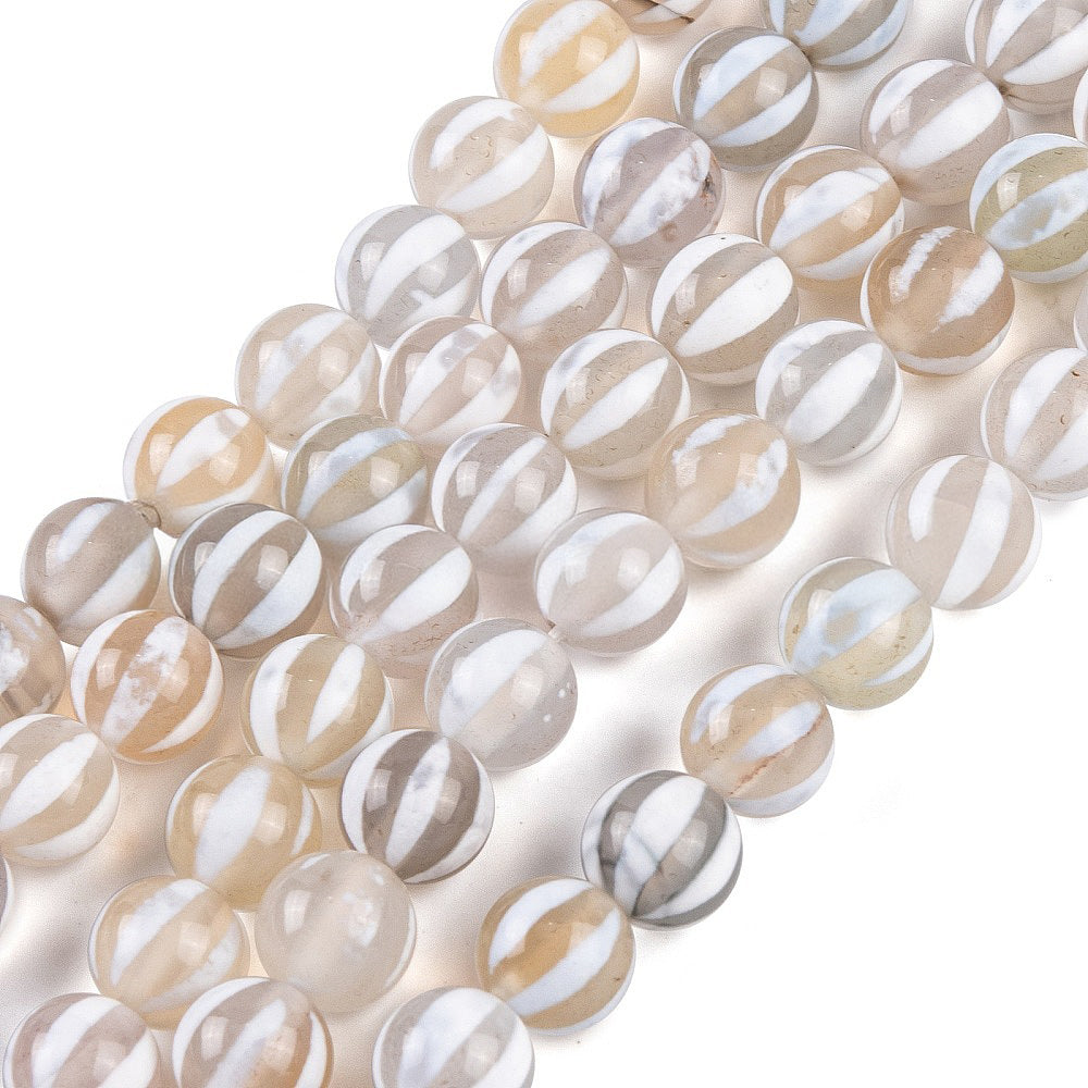Perles Chapelets de style tibétain DZI blanc cassé - 8 mm