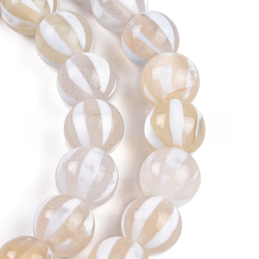 Perles Chapelets de style tibétain DZI blanc cassé - 8 mm