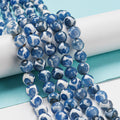 Tibetan-style beads, blue agate DZI with giraffe skin pattern - 8 mm