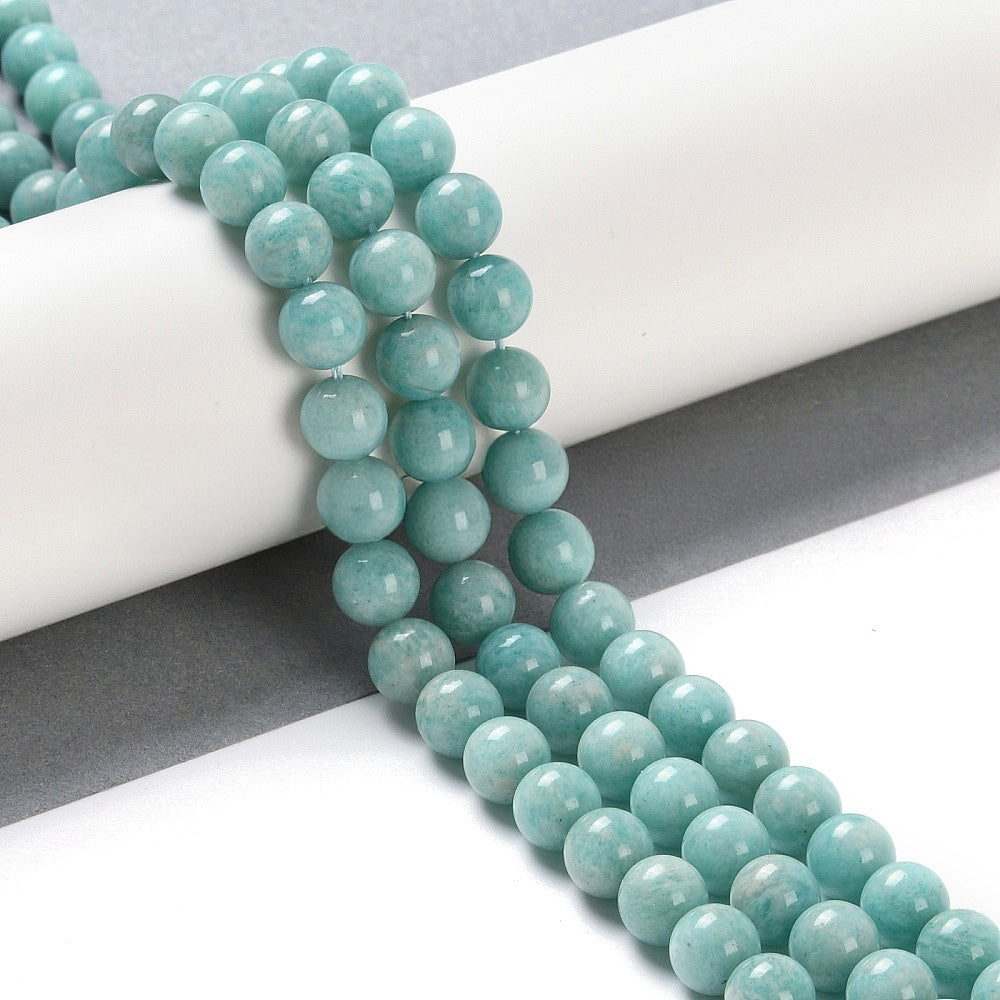 Perles en amazonite rondes naturelles qualité 3A - 4 mm 6 mm 8 mm