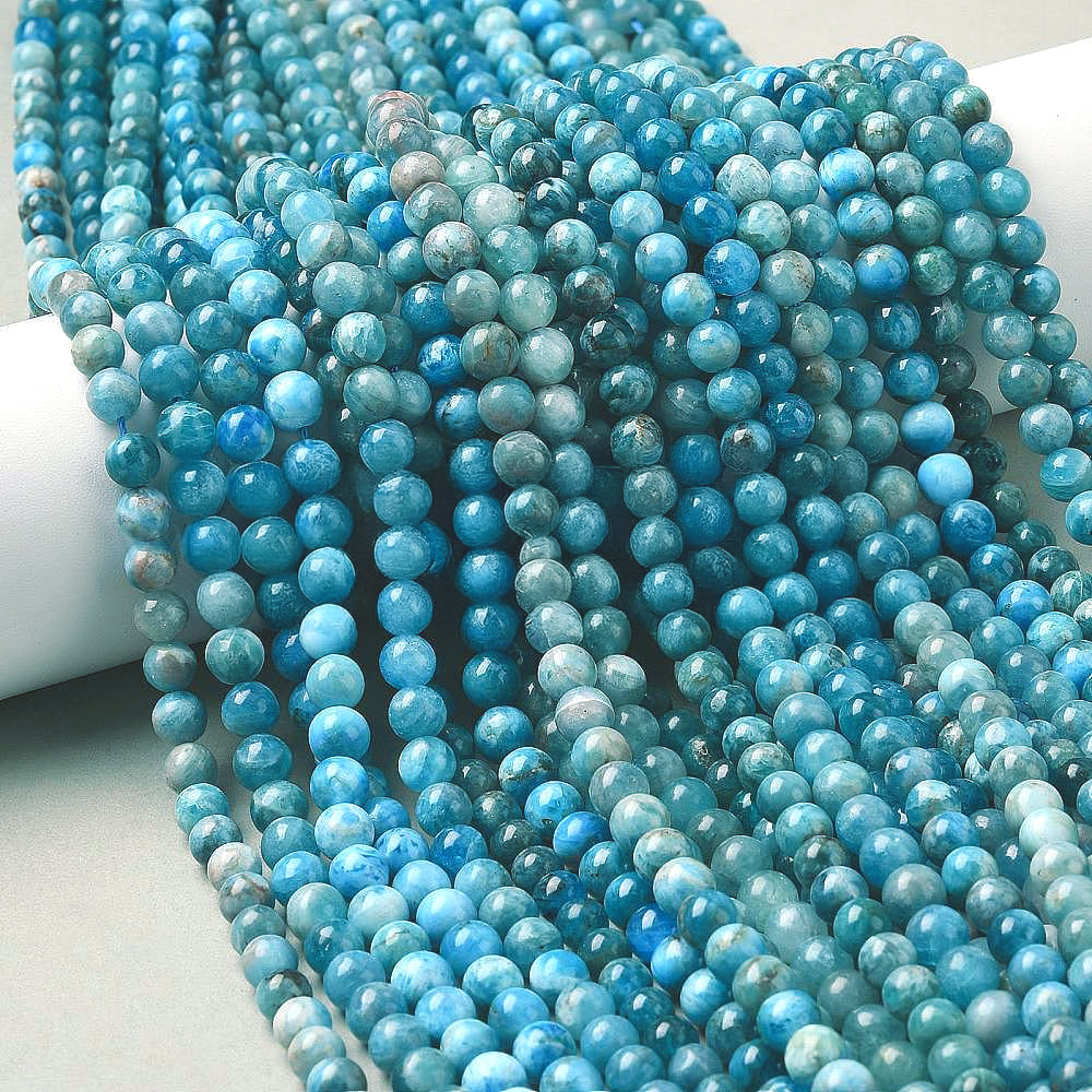 1A Quality Natural Round Apatite Beads - 4 mm 6 mm