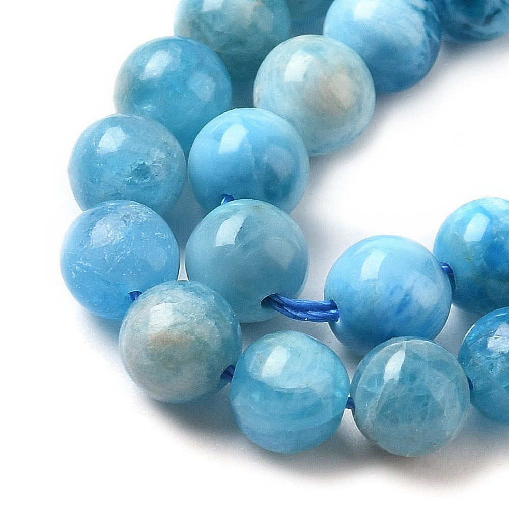 Perles en apatite rondes naturelles qualité 1A - 4 mm 6 mm