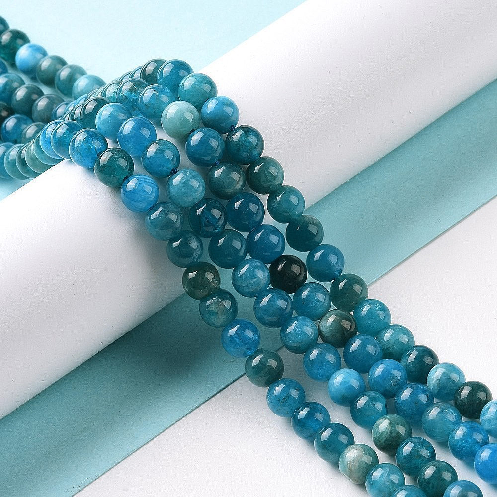 Natural apatite round beads 3A quality - 6 mm 8 mm