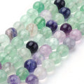 Perles en fluorite multicouleurs rondes naturelles qualité 3A - 4 mm 6 mm 8 mm