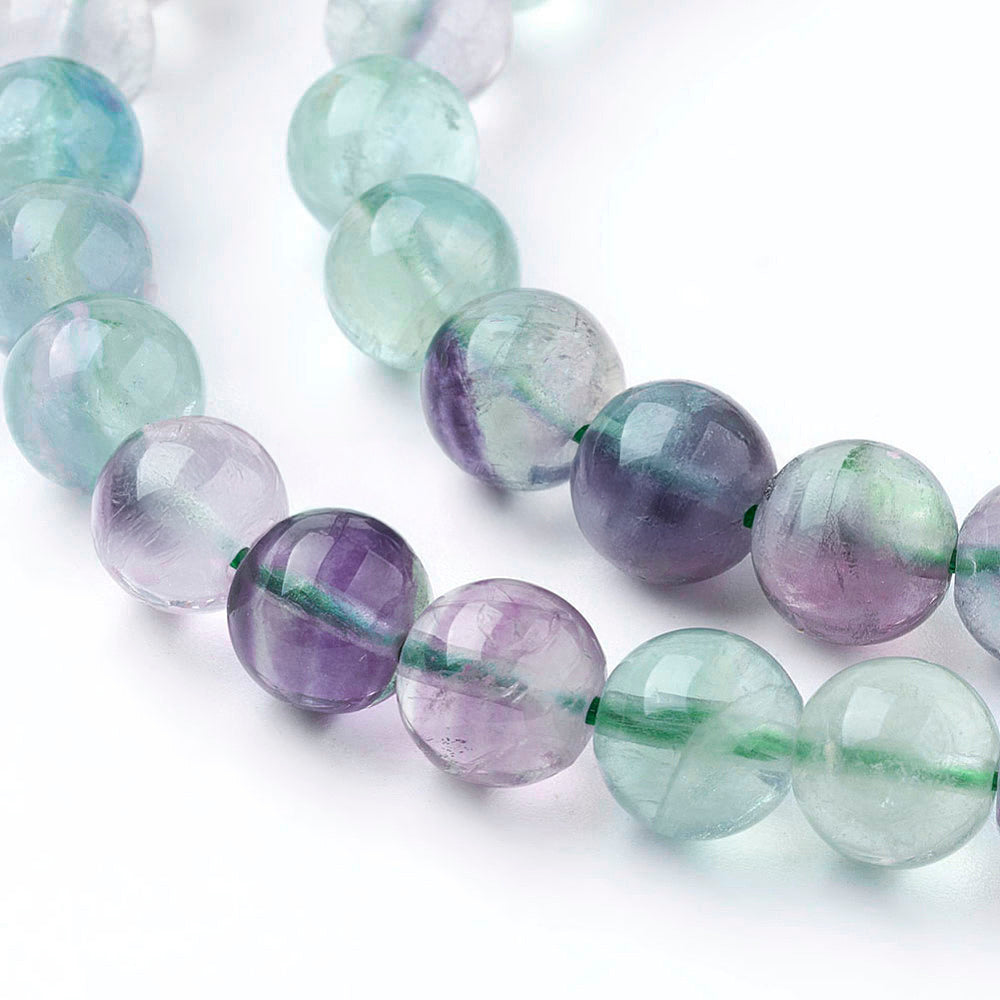 3A Quality Natural Round Multi-color Fluorite Beads - 4 mm 6 mm 8 mm