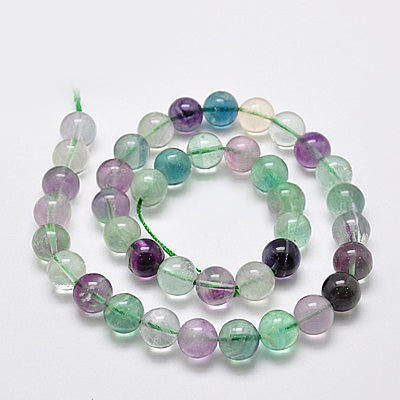 Perles en fluorite multicouleurs rondes naturelles qualité 3A - 4 mm 6 mm 8 mm