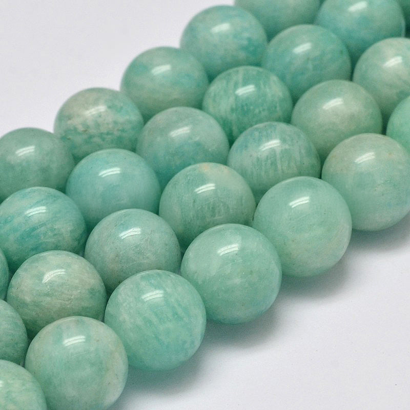 Natural 5A Quality Round Amazonite Beads - 6mm 8mm