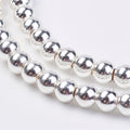 Perles Brins d'hématite synthétique ronde couleur platine -  2,5mm 4mm 6 mm 8 mm