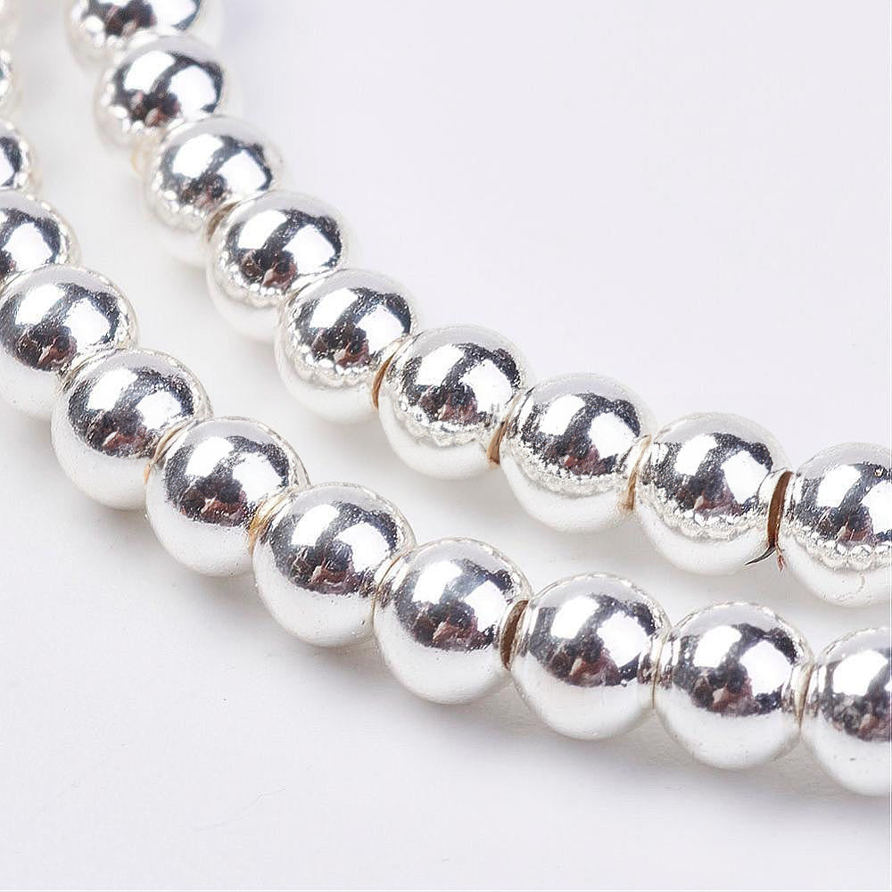 Perles Brins d'hématite synthétique ronde couleur platine -  2,5mm 4mm 6 mm 8 mm