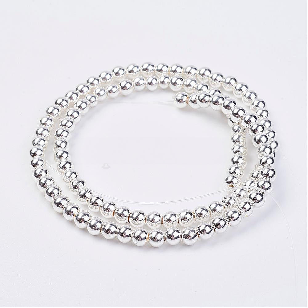 Perles Brins d'hématite synthétique ronde couleur platine -  2,5mm 4mm 6 mm 8 mm