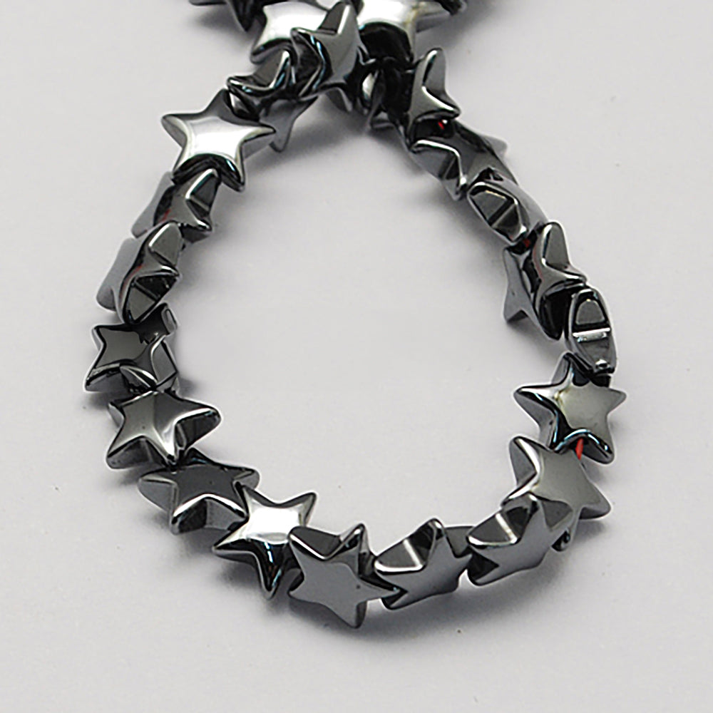 Perles Brins d'hématite synthétique étoiles du nord, gris foncé, 8x8x3mm