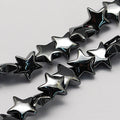 Perles Brins d'hématite synthétique étoiles du nord, gris foncé, 8x8x3mm