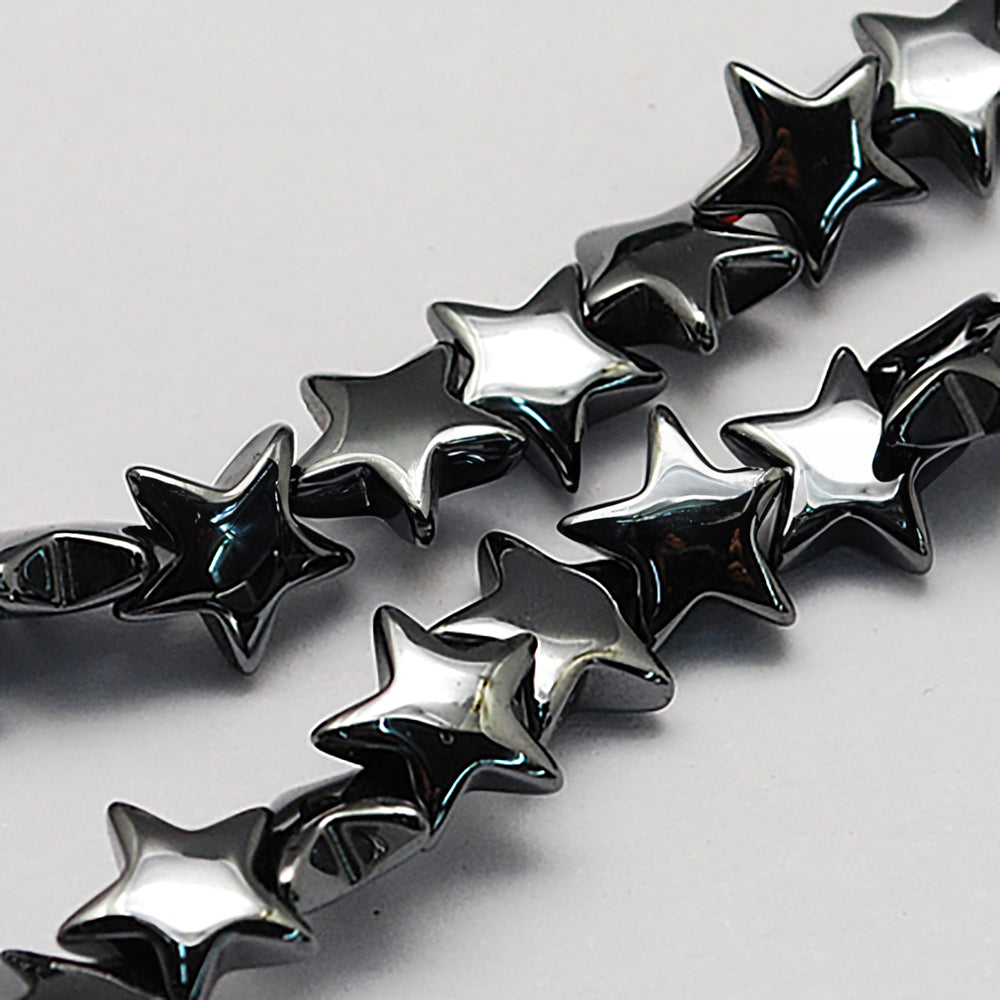 Perles Brins d'hématite synthétique étoiles du nord, gris foncé, 8x8x3mm
